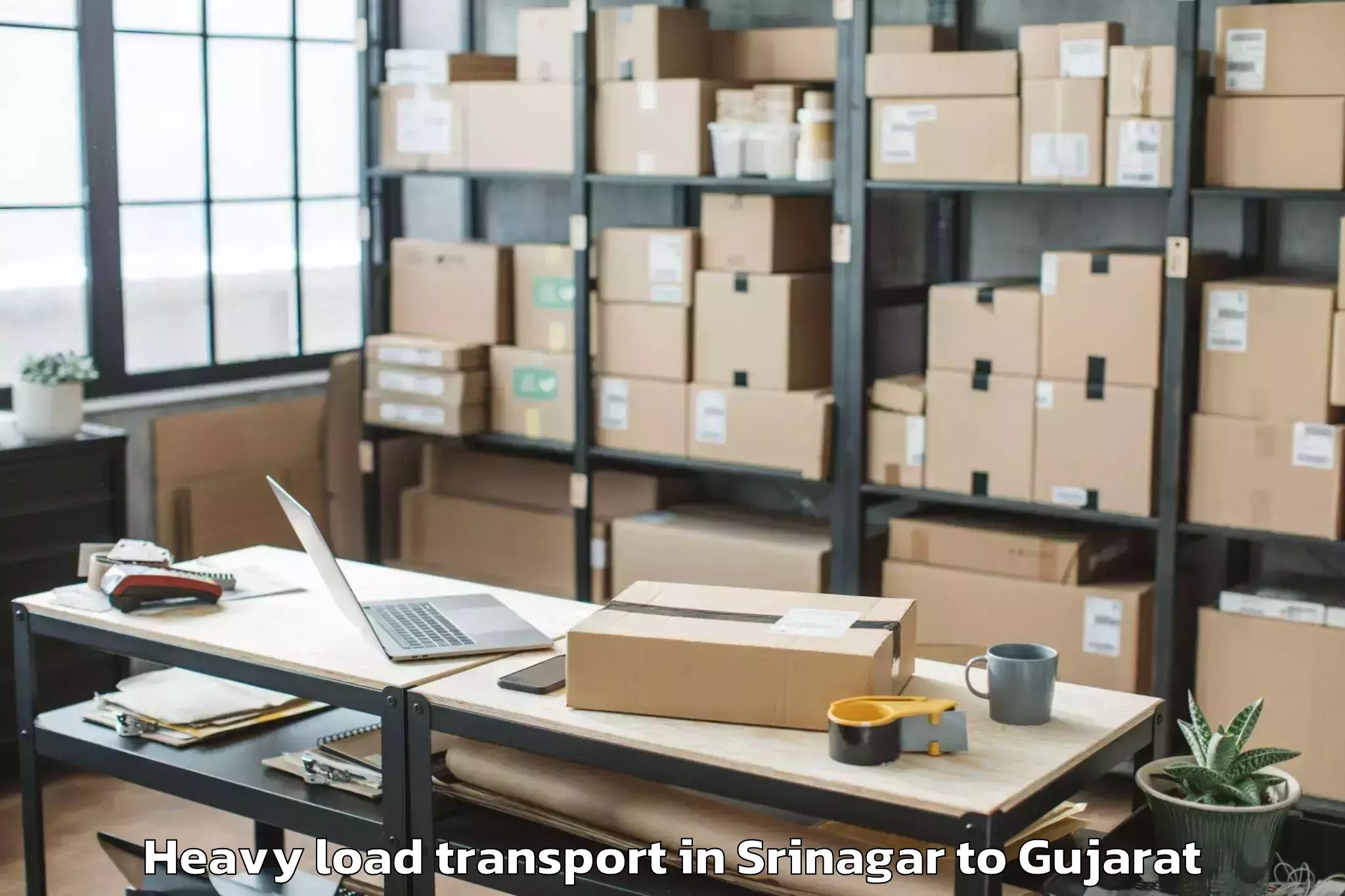 Book Srinagar to Vansda Heavy Load Transport Online